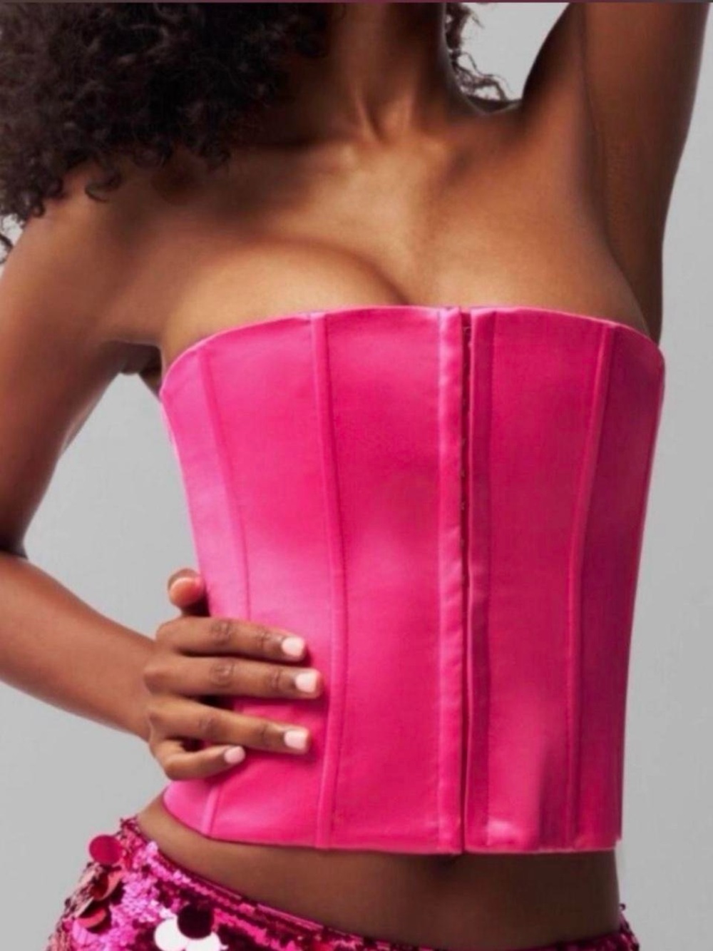 Hot Pink Strapless Guizio Corset
